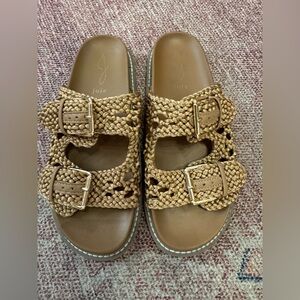 Joie women’s weaver slide sandal in golden taupe size 8